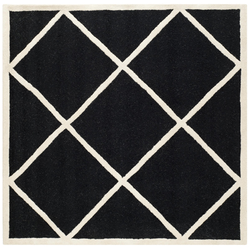 Sanyla Hand Tufted Wool Geometric Rug, Square 6'