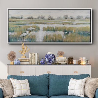 Marshland View V - Peinture sur toile avec cadre flottant