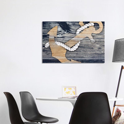 The Gold Sea Anchor 1 Piece Wrapped Canvas Wall Art