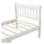 Structure de lit plateforme simple - lit-bateau en bois massif avec tête / pied de lit, support à lattes de bois, sans sommier tapissier, blanc