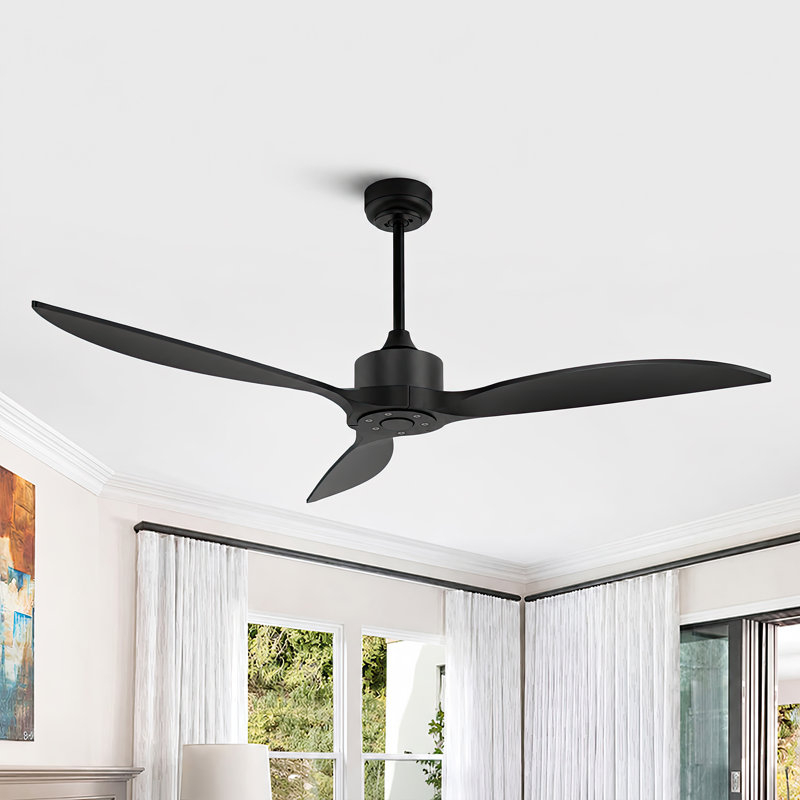 65" High-Airflow Up to 7500CFM Solid Wood Large Ceiling Fan Remote Control No Light, 6-Speed, Reversible Airflow Silent DC Motor, 3CCT Dimmable
