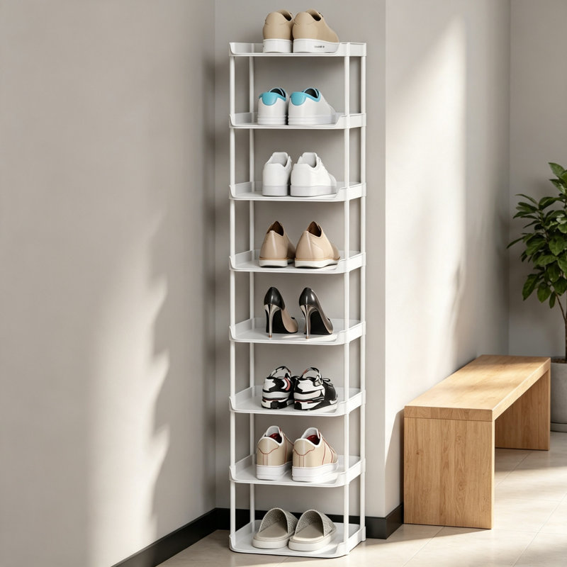 8 Pair Shoe Rack, White