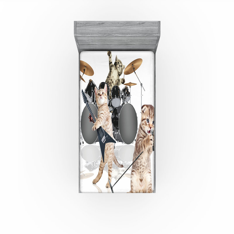 Multicolore drap-housse pour chat Ambesonne, Drap-housse de taille simple