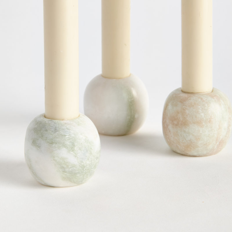 JOCELYN MARBLE TAPER HOLDERS, SET OF 3