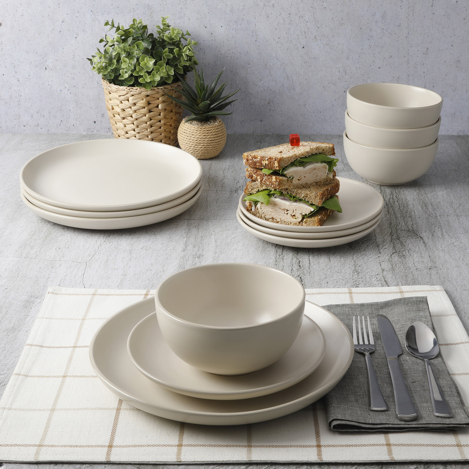Rockaway Stoneware Dinnerware Set, Cream