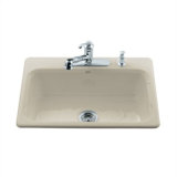 Bakersfield Self Rimming Kitchen Sink in Mexican Sand with Four Hole Faucet Drilling