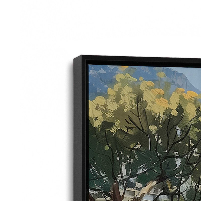 Vue de la côte d'Amalfi I, H 19 po x l 13 po, Toile avec cadre, Noir satiné