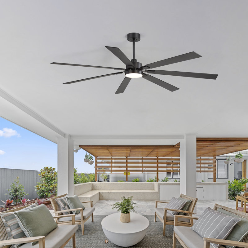 Grand ventilateur de plafond 72 po avec lumière et télécommande, 3 couleurs DEL, moteur à courant continu silencieux à 6 vitesses, pales en contreplaqué