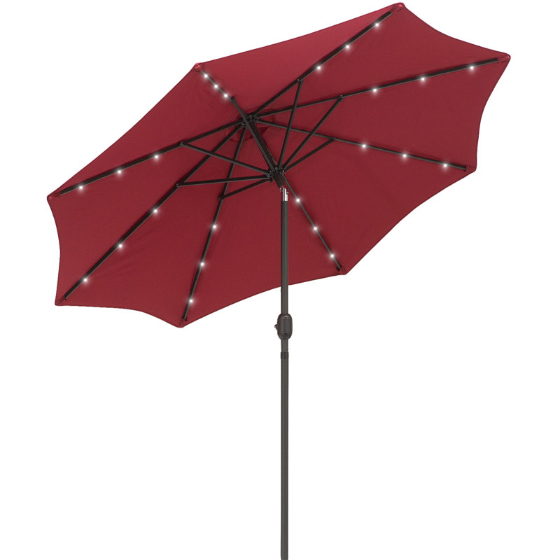 270cm Lighted Tilt Market Parasol, Wine Red