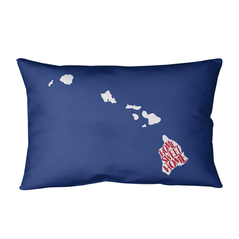Outdoor Reversible Throw Pillow, Navy/Red, Hawaii