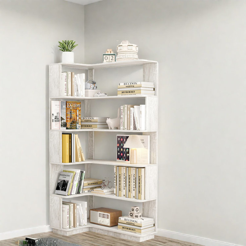 Bibliothèque en forme de L peu encombrante, bois aggloméré, design moderne pour le bureau à domicile