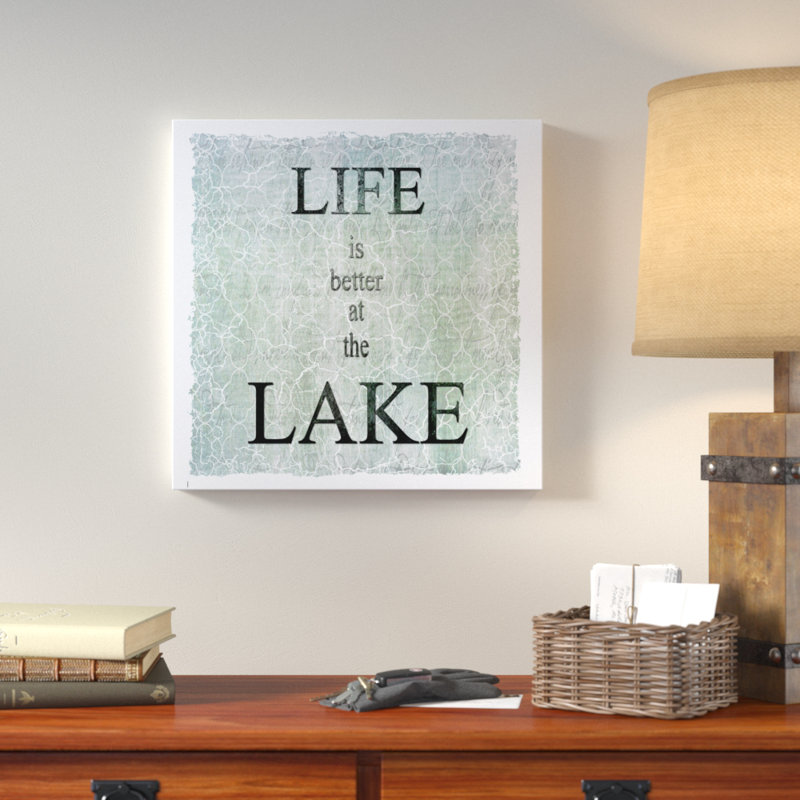 «Life is Better at the Lake», art textuel sur toile tendue, H 24 po x l 24 po x P 2 po