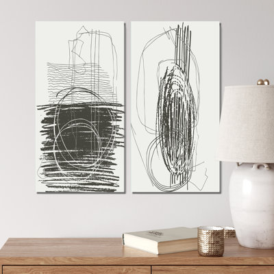 «Minimalistic Foliage with Organic Shapes II», ensemble de 2 peintures