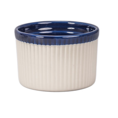 BIA Cordon Bleu Quatro Round Stoneware Stainless Steel 4 Piece Ramekin Bakeware Set