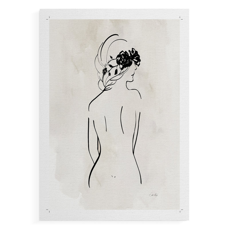 Dessin au trait romantique I - impression sur toile seulement - non encadré, H 36 po x l 24 po