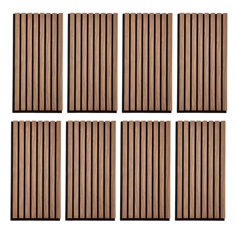 8-Pack Acoustic Wood Slat Wall Panels for Interior Decor