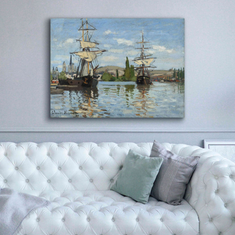 «Pirtleville Ships Riding on the Serine at Roue» par Claude Monet - reproduction d'art sur toile tendue