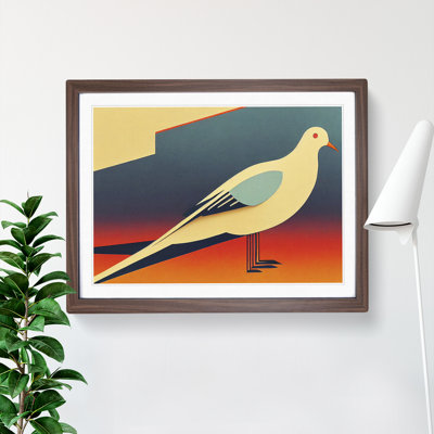 Dove Bird Deco Style Abstract 1 Piece Single Picture Frame Wall Art