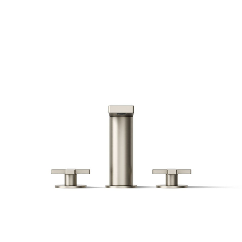 Composed Deck-Mount Bath Faucet With Cross Handles, Vibrant Brushed Nickel