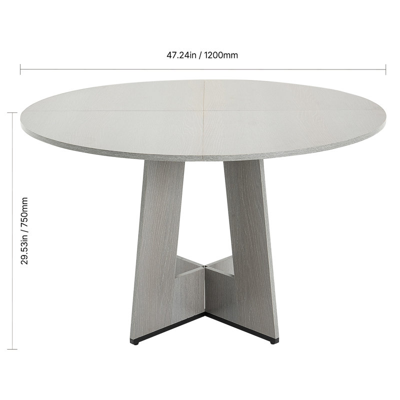 Table de salle à manger ronde grise de 119 cm (47 po), avec dessus stratifié résistant, peut accueillir de 4 à 6 personnes, idéale pour le bureau et les réunions informelles.