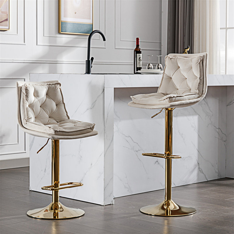 Ensemble de 2 tabourets de bar, Crème, crème