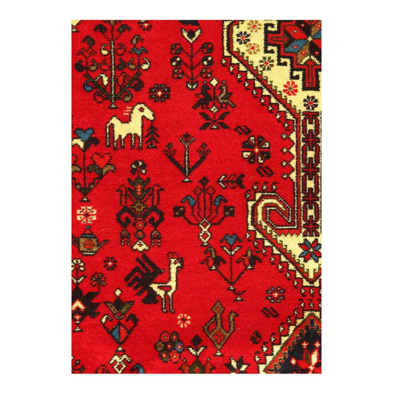 Tapis oriental rouge en laine / coton fait à la main 6 pi 9 po x 4 pi 7 po Oriental