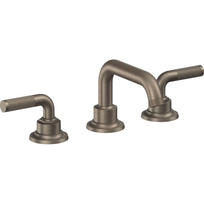 Descanso 8" Widespread Lavatory Faucet with Knurled Handle and ZeroDrain, Antique Nickel Flat