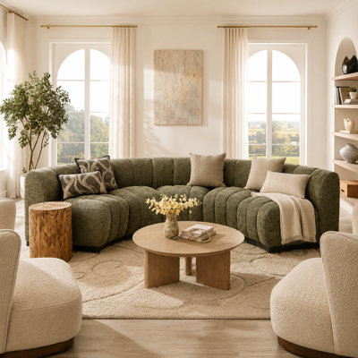 105" Modern Curved Modular Sectional Sofa, Chenille Upholstered Couch With Solid Wood Base
