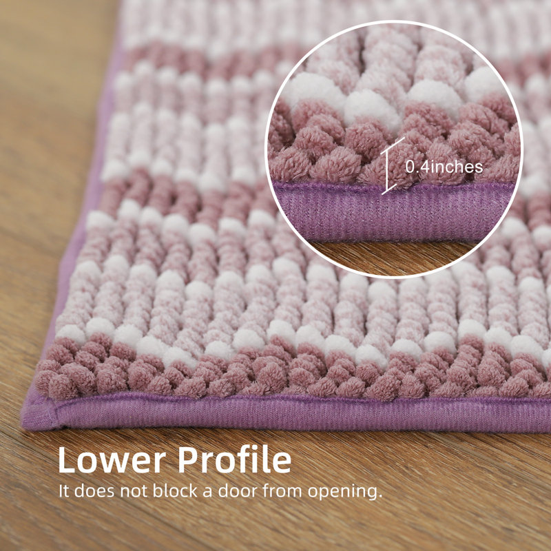 Tapis moelleux antidérapant en chenille de salle de bain Hayzley, L 24 po x L 60 po, Mauve