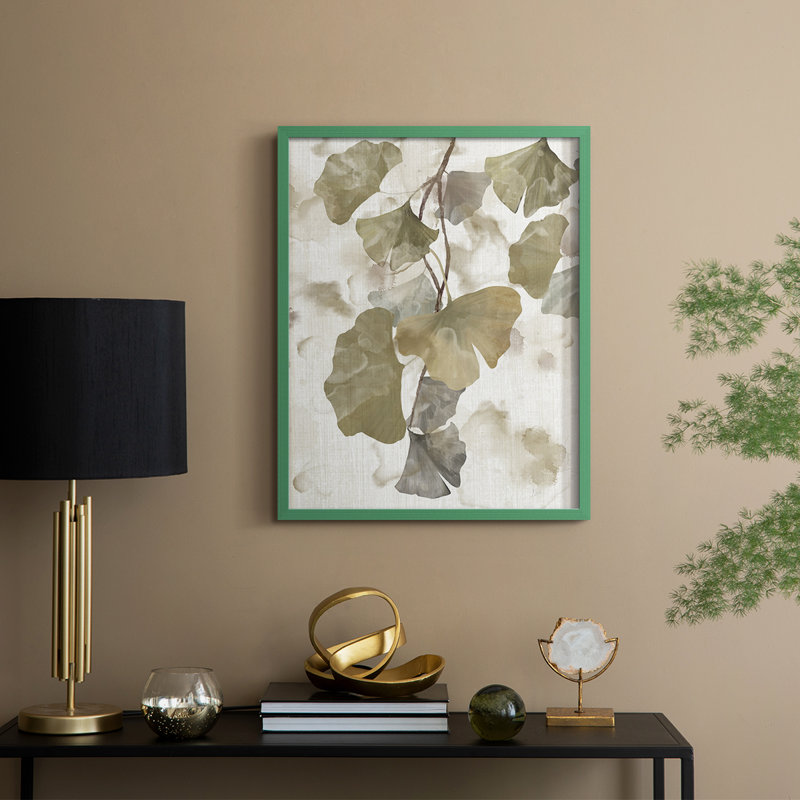Ginkgo Accent I, reproduction encadrée - bois massif, H 11 po x l 9 po, Vert