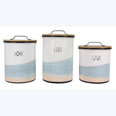 Ceramic Lake Vibe Canister Set Of 3