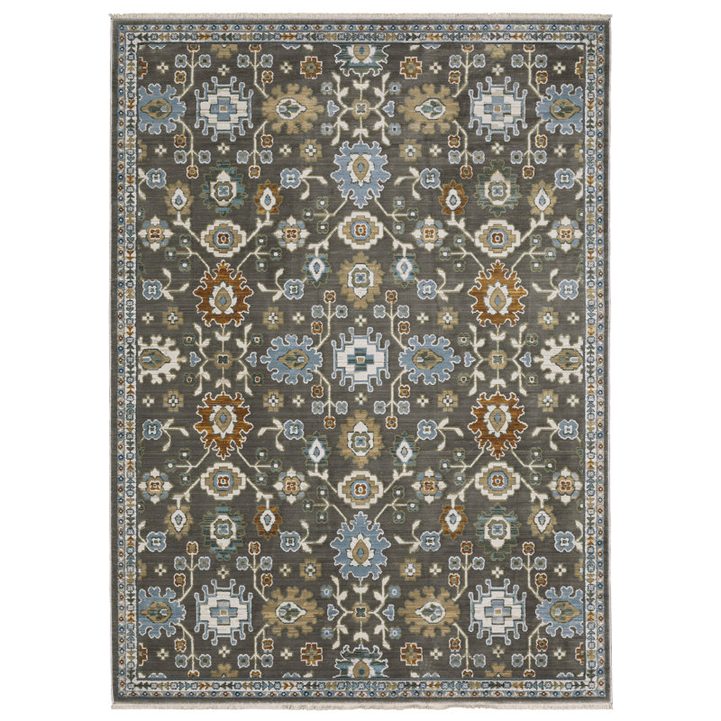 Eldyn Floral Oriental Grey/ Multi Area Rug, Rectangle 3'3" x 5'
