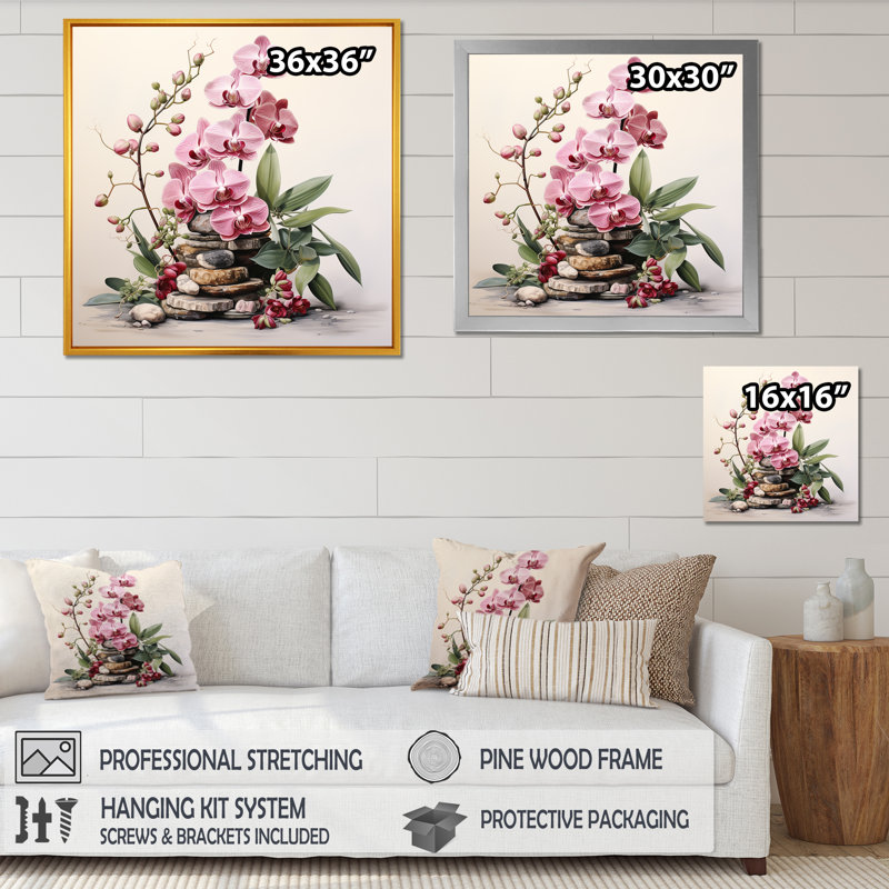 Mauve orchidée beauté II - art mural orchidée, H 16 po x l 16 po x P 1 po, Toile tendue