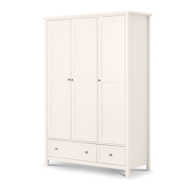 Jarin 3 Door Wardrobe, Cream, 188cm H x 135.5cm W x 52.5cm D