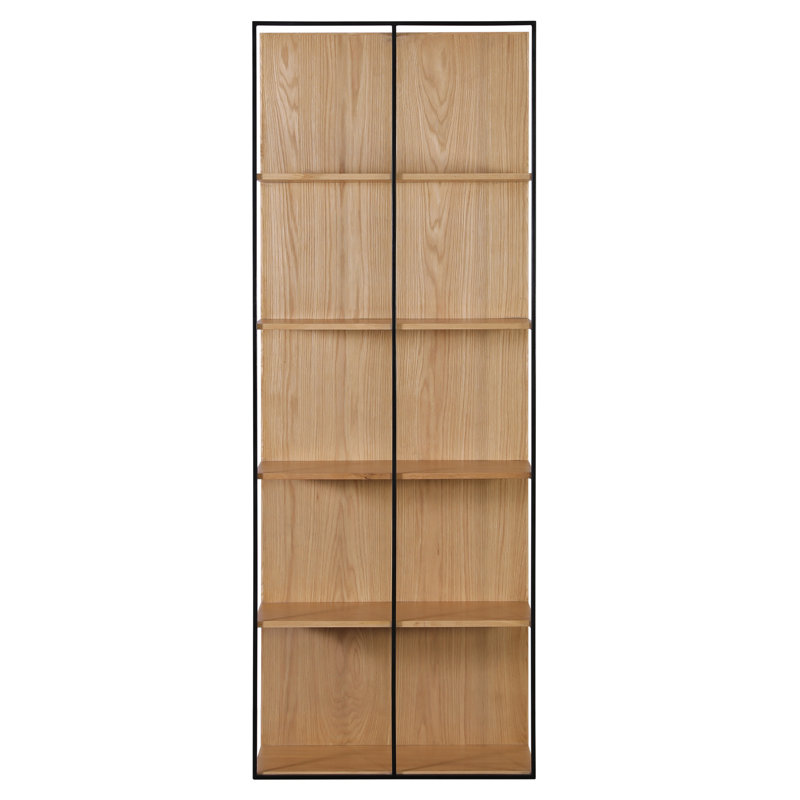 Gerald 87" Tall Oak Veneer Bookcase, Natural