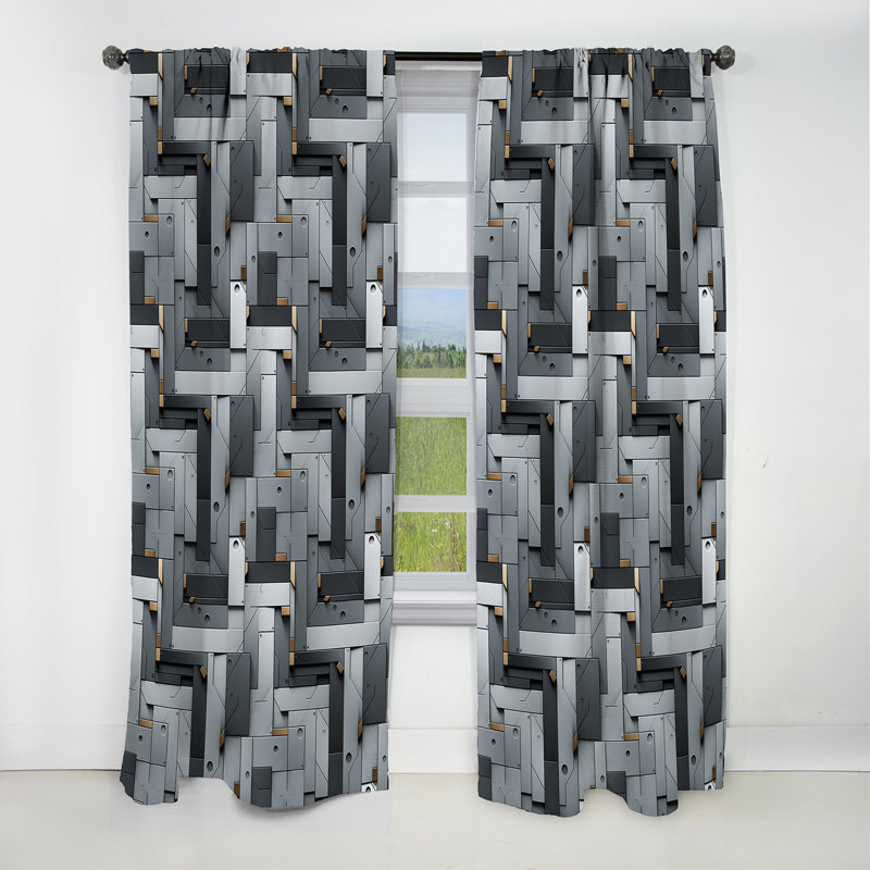 Rideau à motif géométrique occultant Industrial, L 52 po x L 95 po