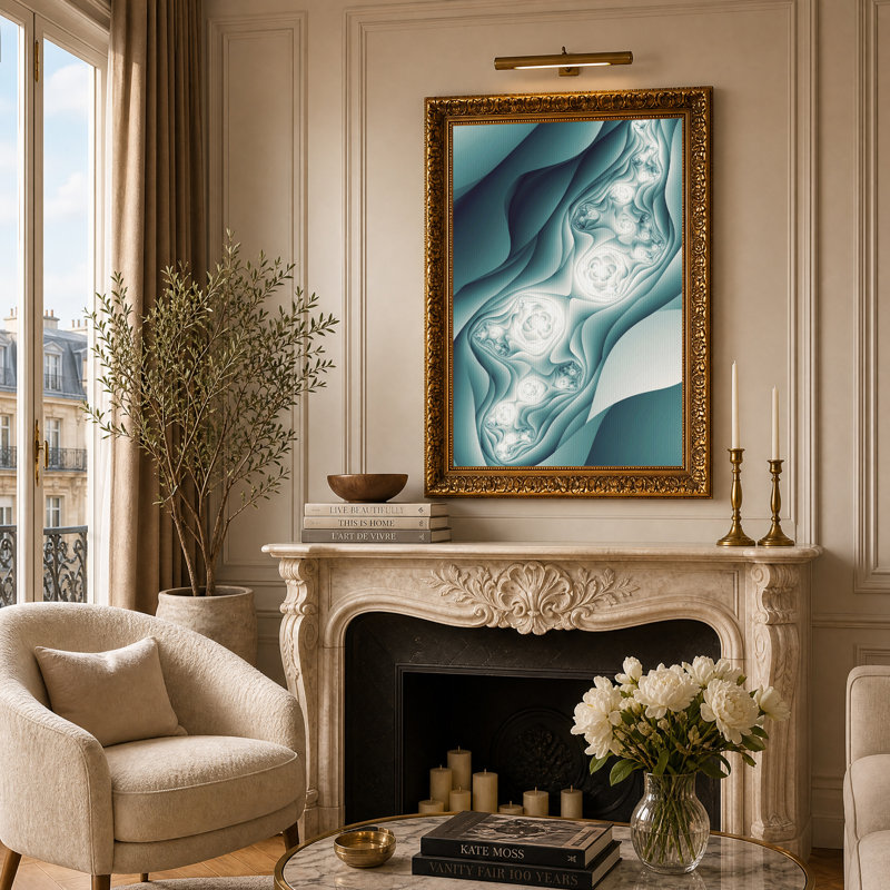 Art mural sur toile bleu sarcelle, H 24 po x l 16 po
