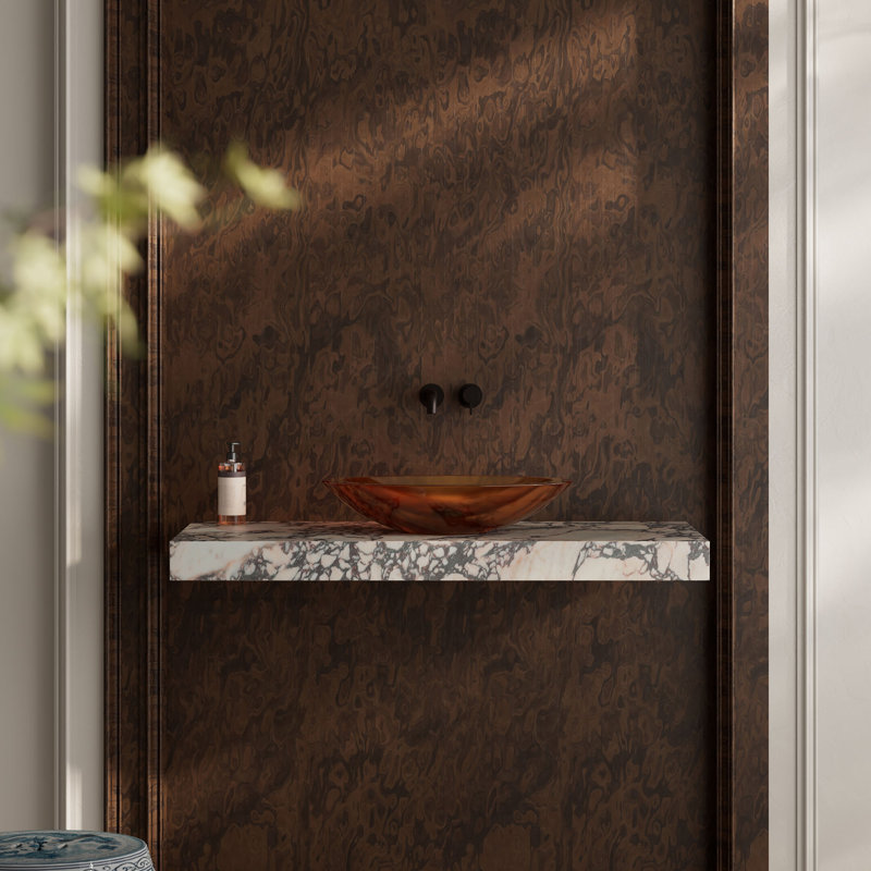 Lavabo vasque de salle de bain ovale en résine orange ambre 24 po x 14 po MonBlari