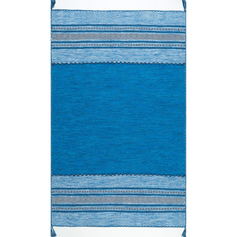 Cotton Geometric Indoor Rug, Rectangle 5' x 8'