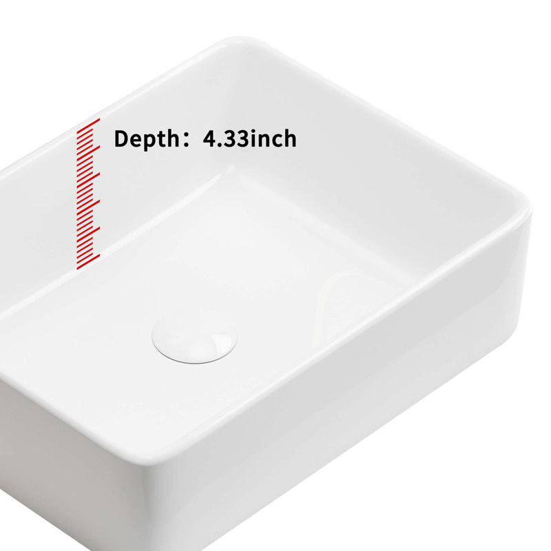 Lavabo de salle de bain vasque rectangulaire 19 pouces, lavabo de salle de bain rectangulaire au-dessus du comptoir moderne vasque en porcelaine en céramique 19 x 15 pouces Art Basin