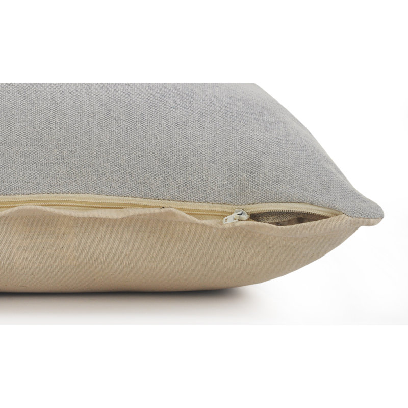 Housse de coussin rectangulaire en coton, Housse de coussin seulement - sans coussin, Gris