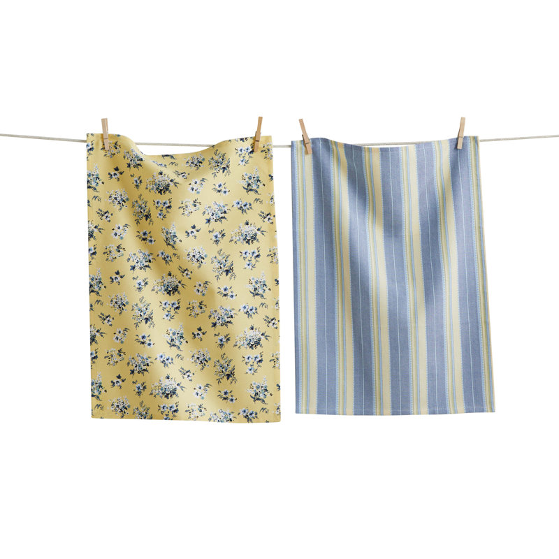 Yellow Floral Kitchen Towel Set  Everyday Dishtowels, Machine Washable  Perfect for Home Cooking