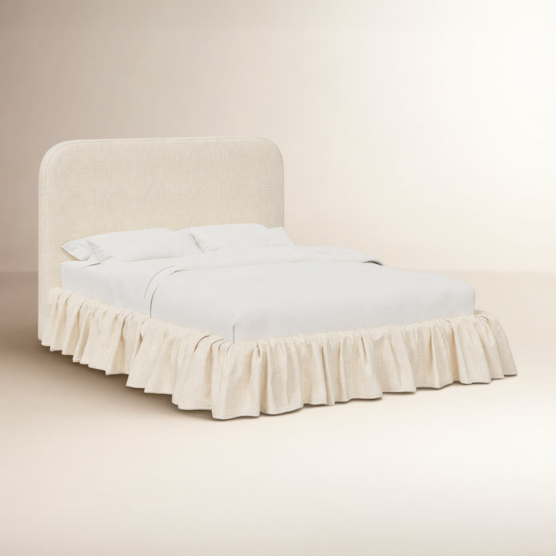 Maggie Ruffle Platform Bed, Classic Talc Linen, Queen