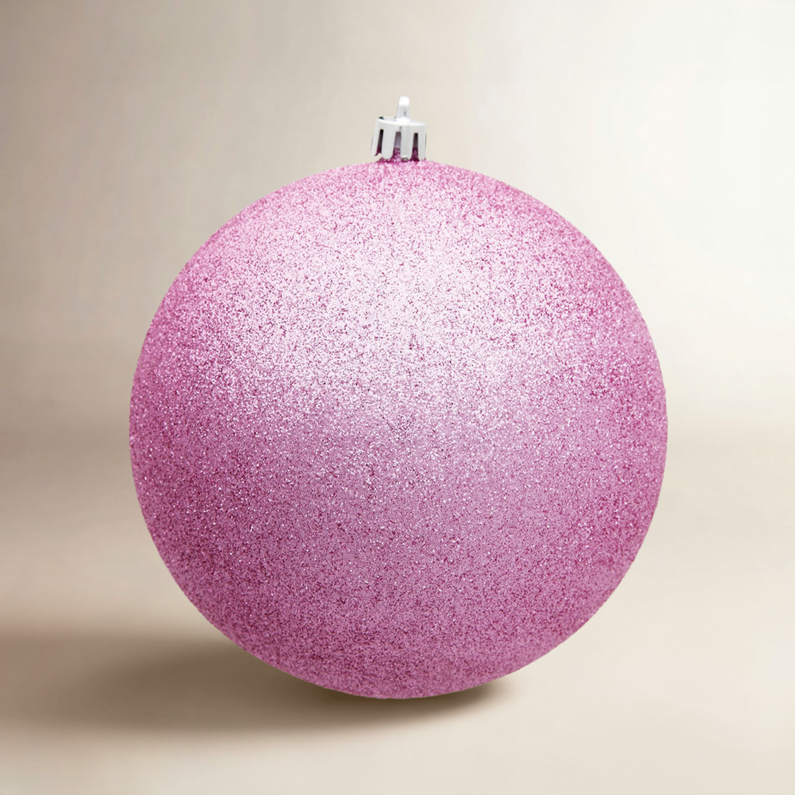 Holiday Décor Ball Ornament, Pink Glitter, 4" H x 4" W x 4" D