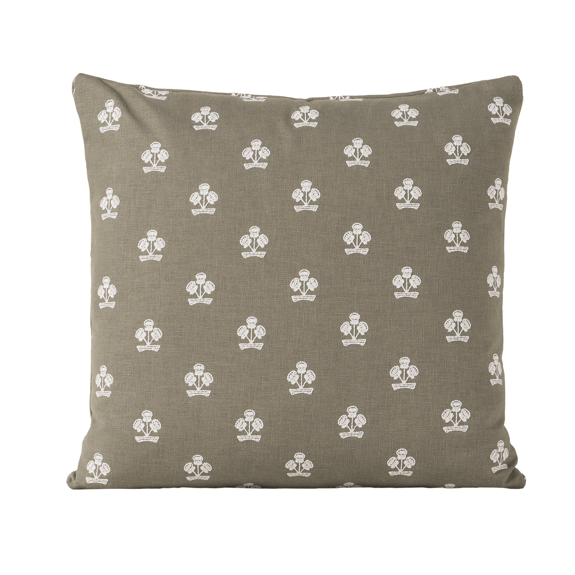 Hamachi Polyester Throw Square Pillow Cover & Insert, Sage Floral 1, Square 20", Feather