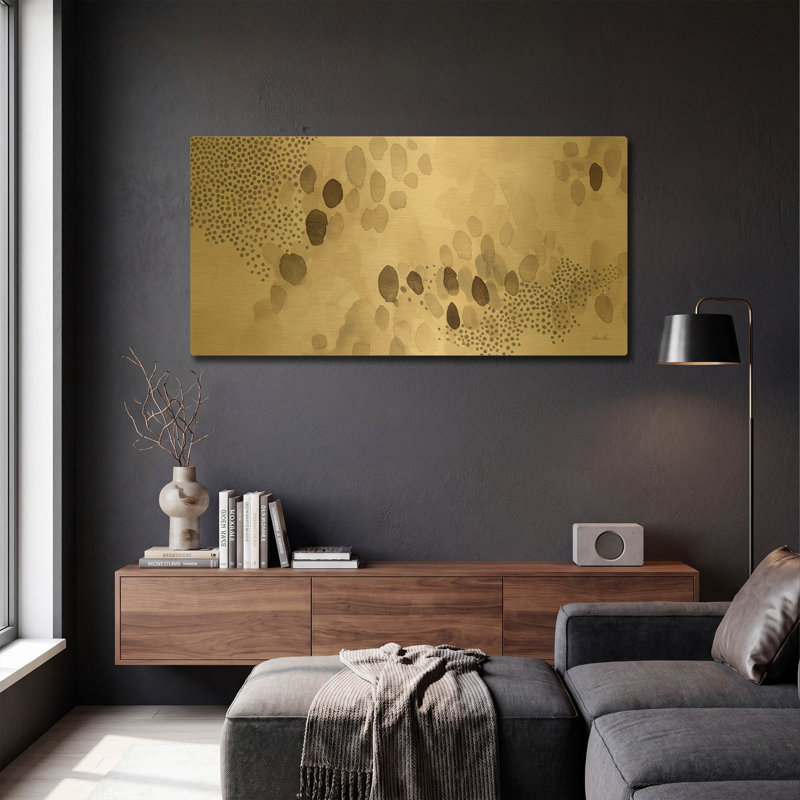 «Natural Abstract II» par Laura Horn, art mural en métal doré, 24 po x 12 po, 48 po x 24 po
