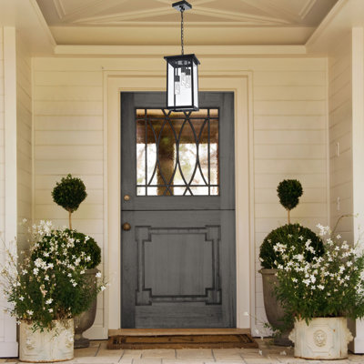 LED 3-Light Large Outdoor Pendant Light , Outside Ceiling Hanging Porch Light Fixture, Outdoor Black Chandelier Exterior Pendant Lamp For Porch Patio Entryway Balcony