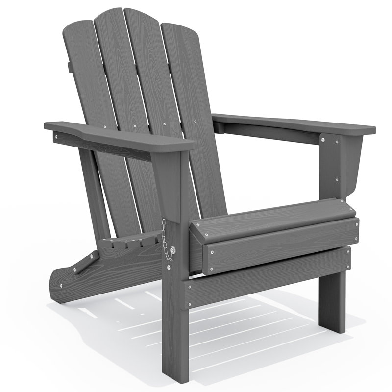 HDPE Folding Adirondack Chair, Gray