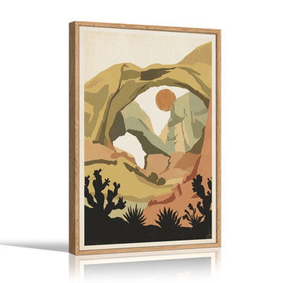 Tableau sur toile « Arche naturelle rouille et olive avec silhouettes de cactus »