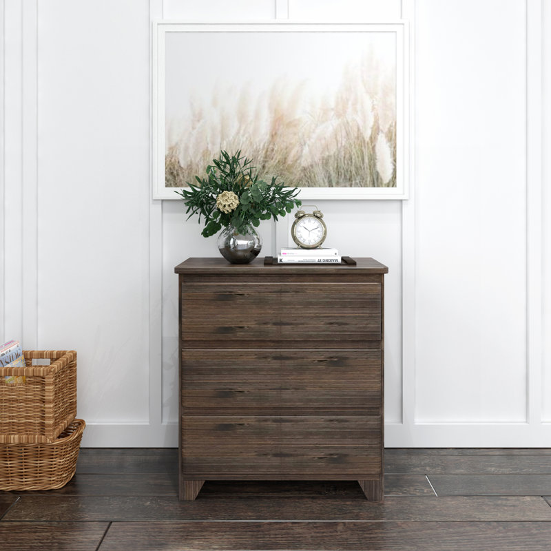 Commode 3 tiroirs Aviva, Bois de grange brun